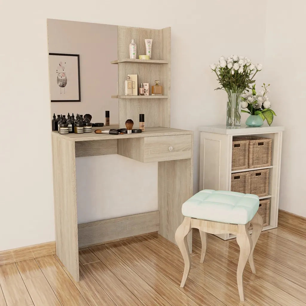 Toeletta | Tavolo da Trucco in Legno Multistrato 75x40x141 cm Rovere