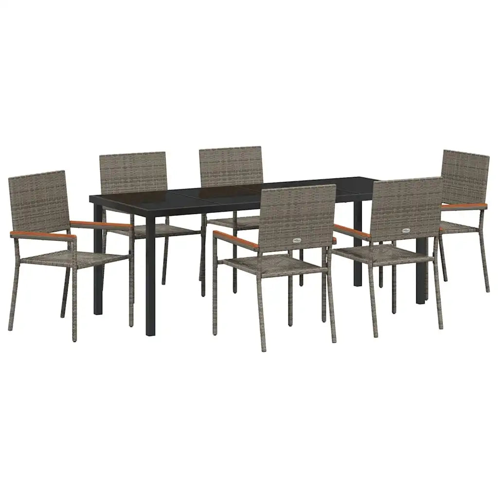 Set da Pranzo per Giardino con cuscino 7 pcs Grigio polyrattan 3379714
