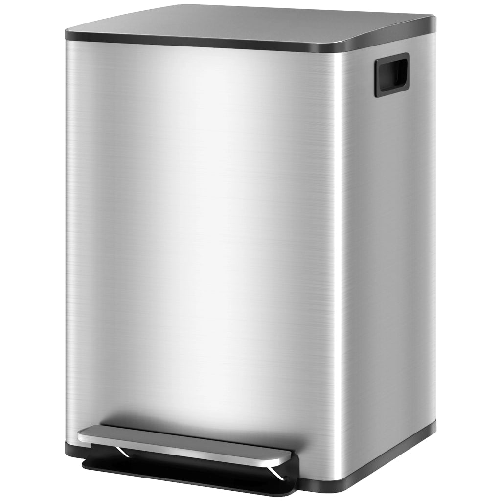 Pattumiera a pedale 2 scomparti ¨C Xylo ¨C 2x20L acciaio inox chiusura soft