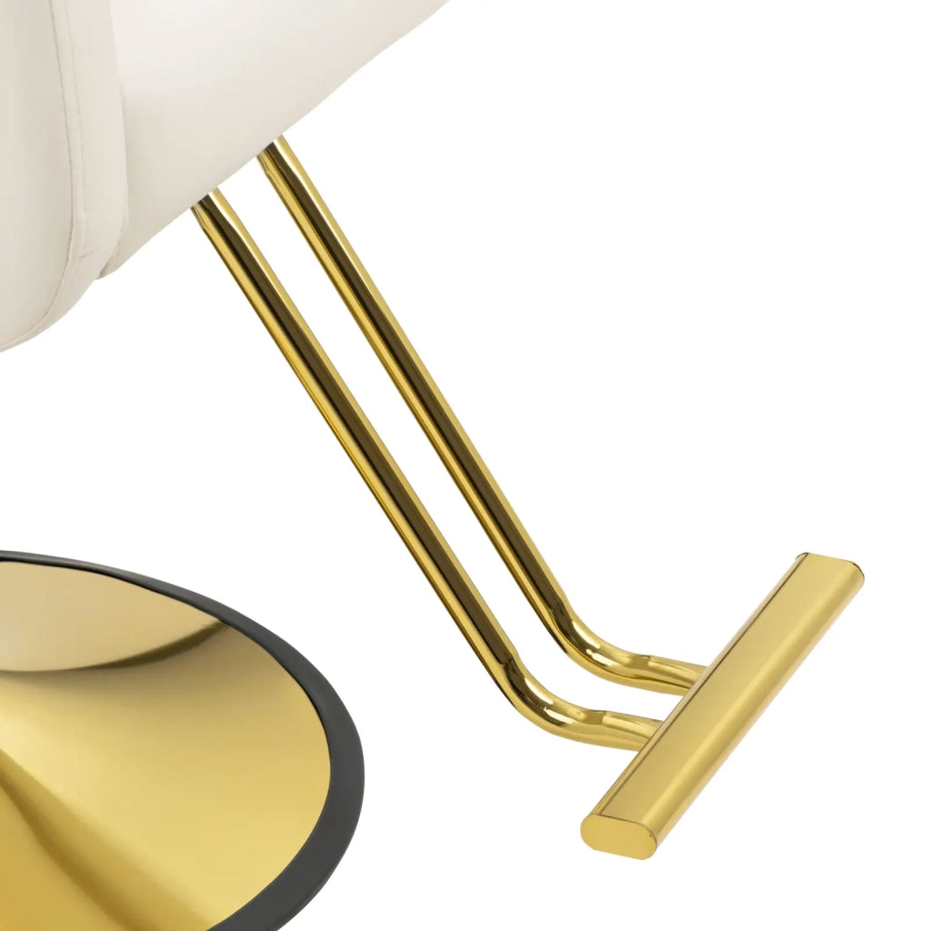 Poltrona professionale da parrucchiere con poggiapiedi 180 kg PVC acciaio crema 14_0008945