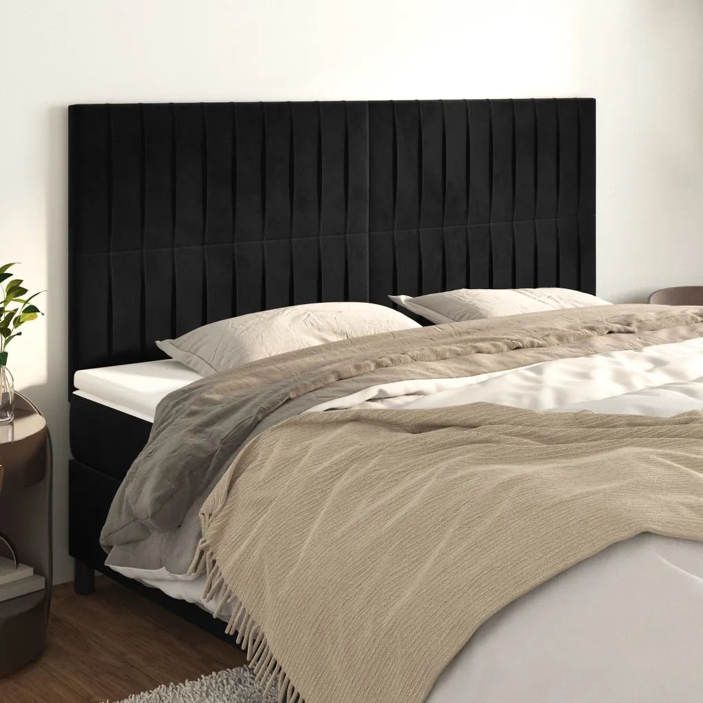 Testiera | Testata Nera 160x5x118/128 cm Velluto