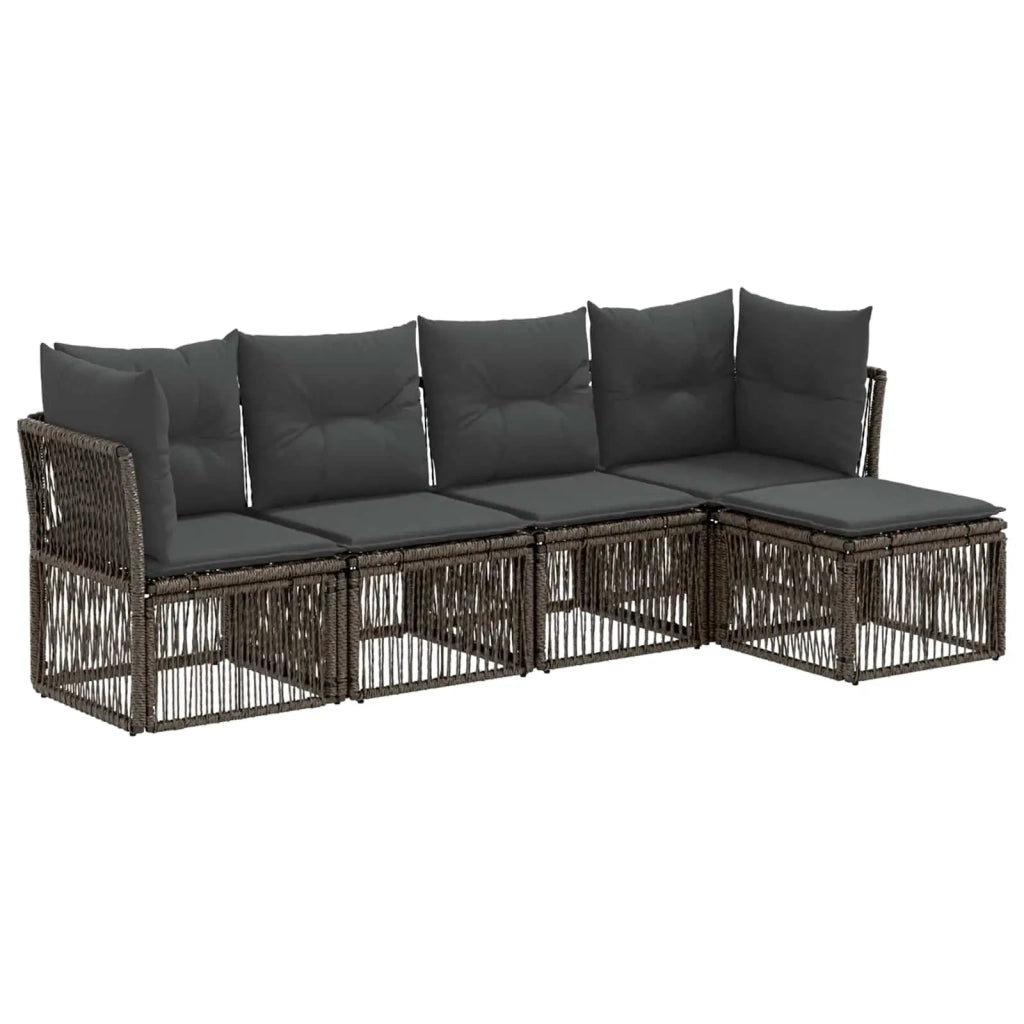 Set Divano da Giardino 5 pz Grigio polyrattan 3434204