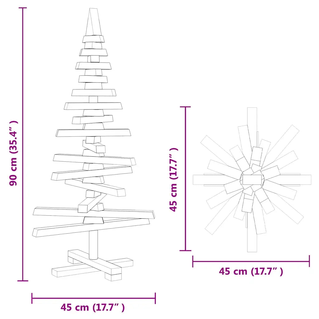 Albero di Natale | Decorazioni natalizie in legno naturale 90 cm Legno di pino massello