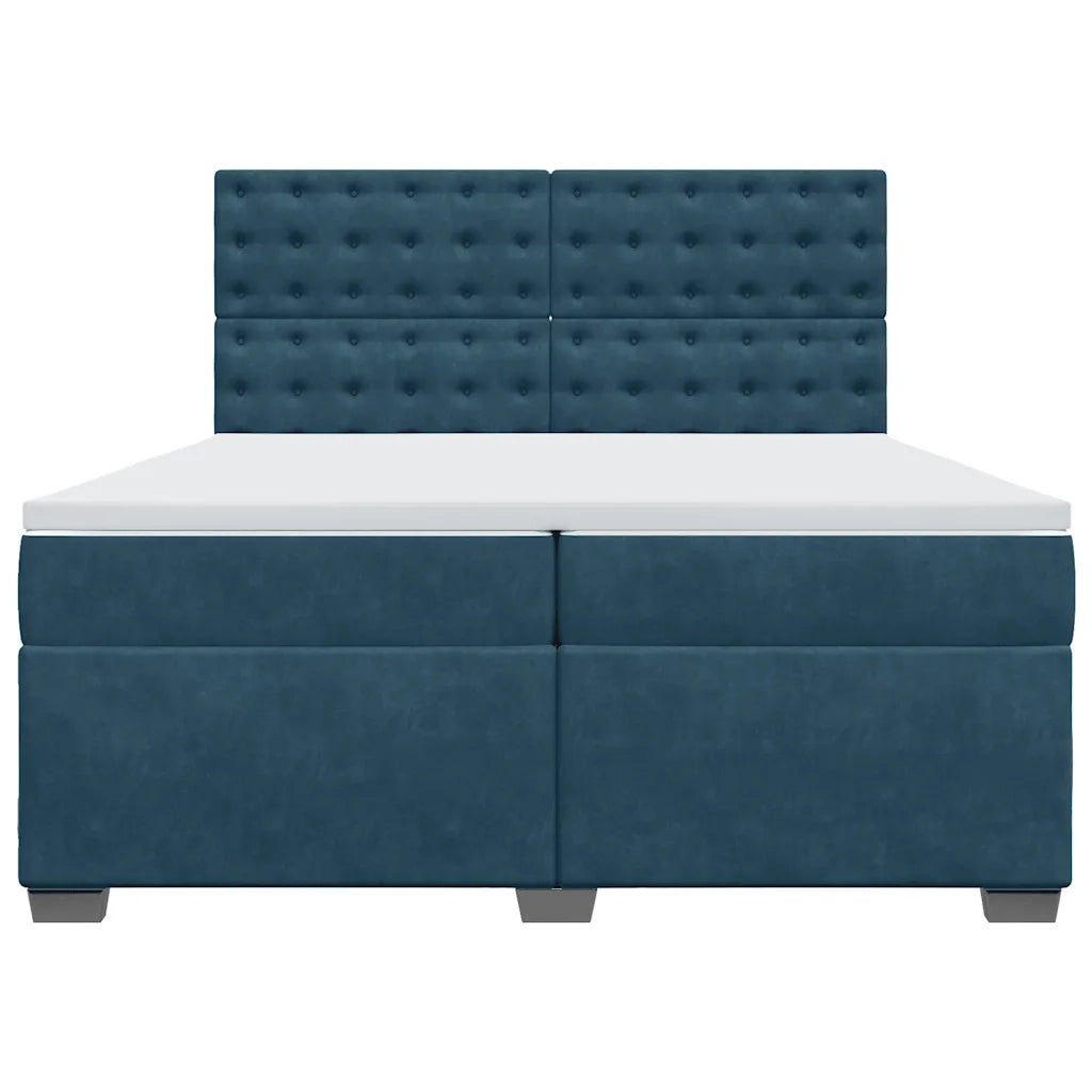 Giroletto a Molle con Materasso Blu 200x200 cm in Velluto