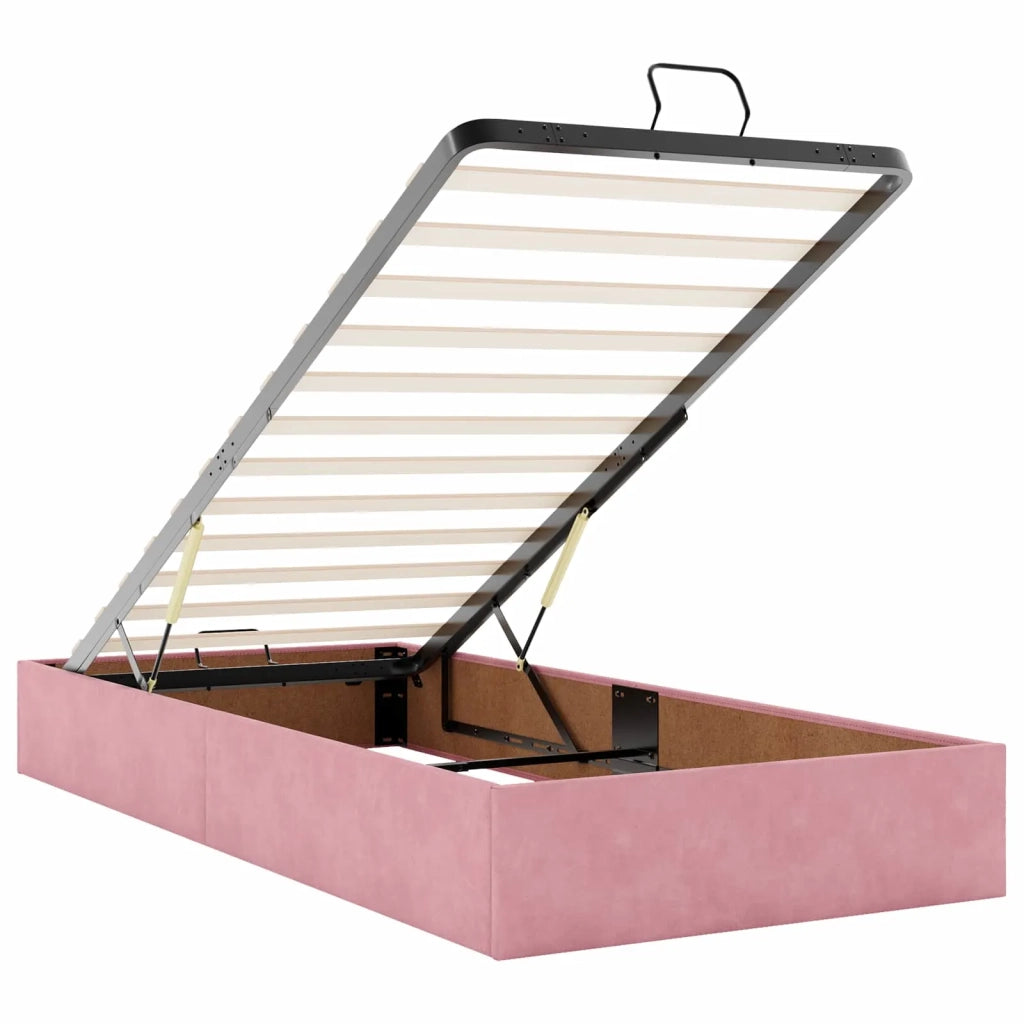 Letto ottomano con materasso con testiera 2 pz Rosa Velluto 3457907