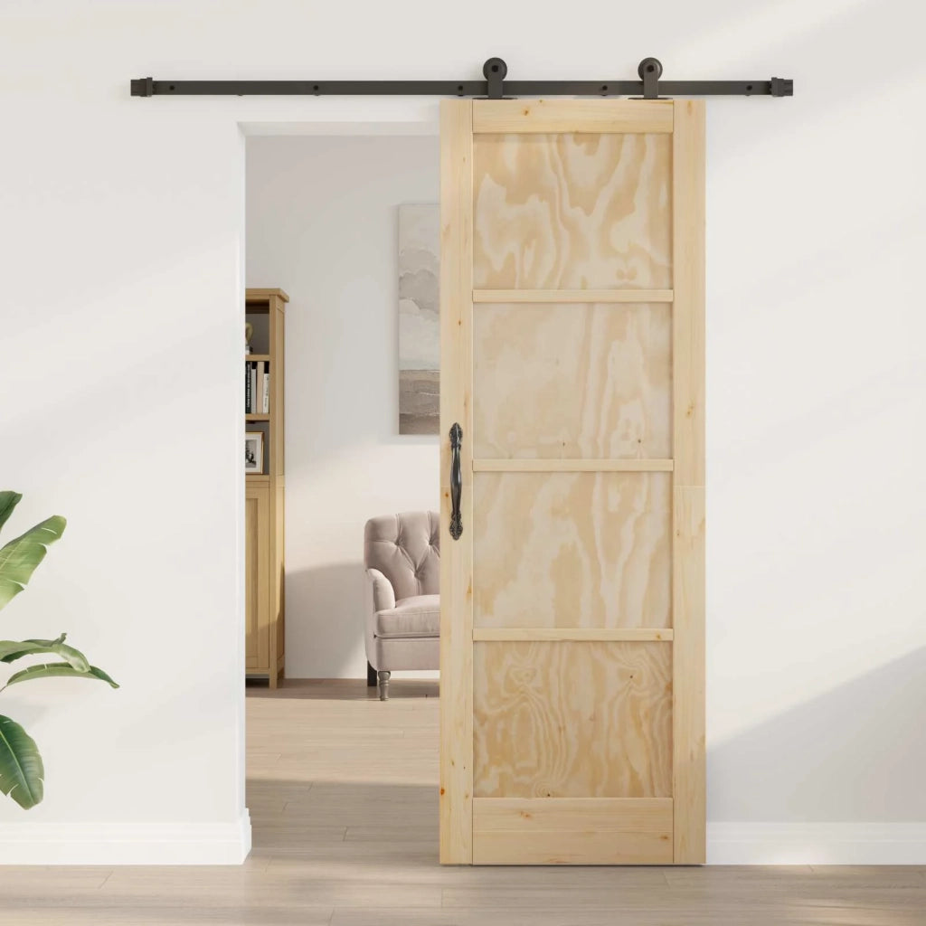 Porta scorrevole Naturale e Nero 73,5 x 211 cm 3445450
