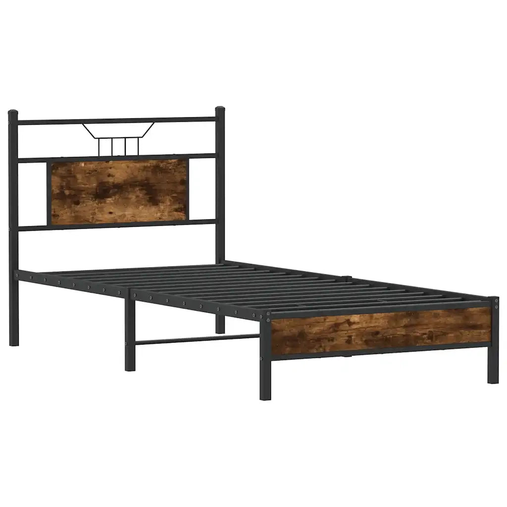 Giroletto senza Materasso-Struttura Letto Rovere Fumo 90x190 cm in Truciolato 599394