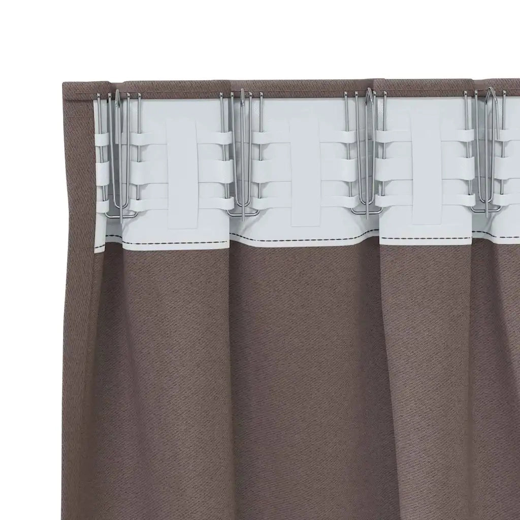 Tende Oscuranti | Tende Blackout con Anelli 2 pz Marrone Scuro 175 x 140 cm