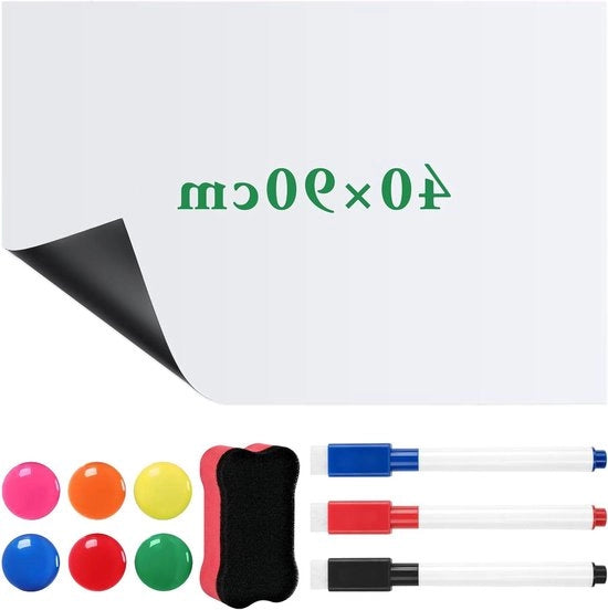 Whiteboard Magnetico Autoadesivo 90 x 40 cm - Lavabile per Ufficio e Scuola