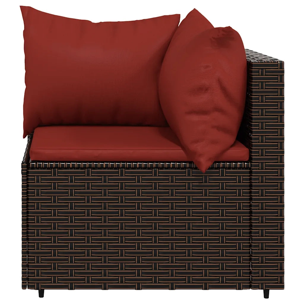 Set Mobili da Giardino 3 pz con Cuscini in Polyrattan Marrone CFW3637083