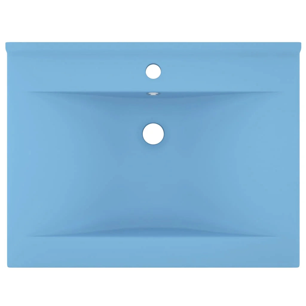 Lavabo con foro per rubinetto lavabo da appoggio lavabo da bagno cucina arredamento per la casa 60 x 46 cm ceramica azzurra opaca 02_0002764