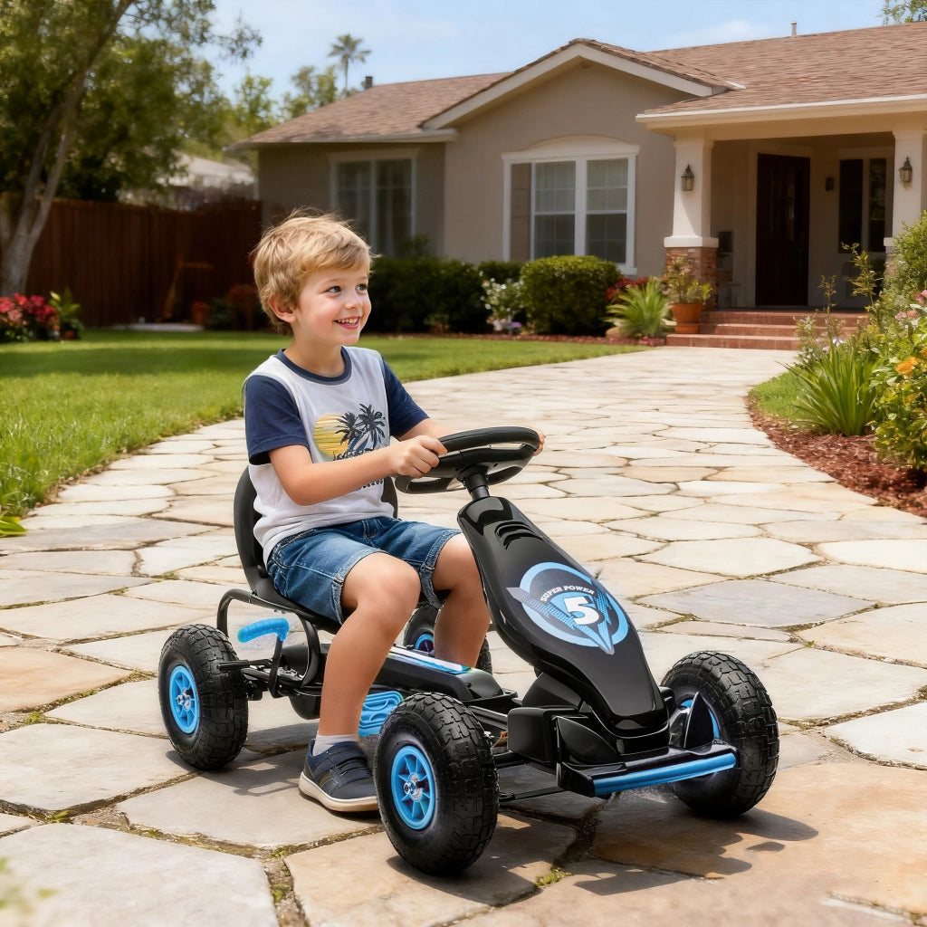 Triciclo a Pedali per Bambini ¨C zephmum ¨C Blu e Nero, Regolabile, 5-12 Anni