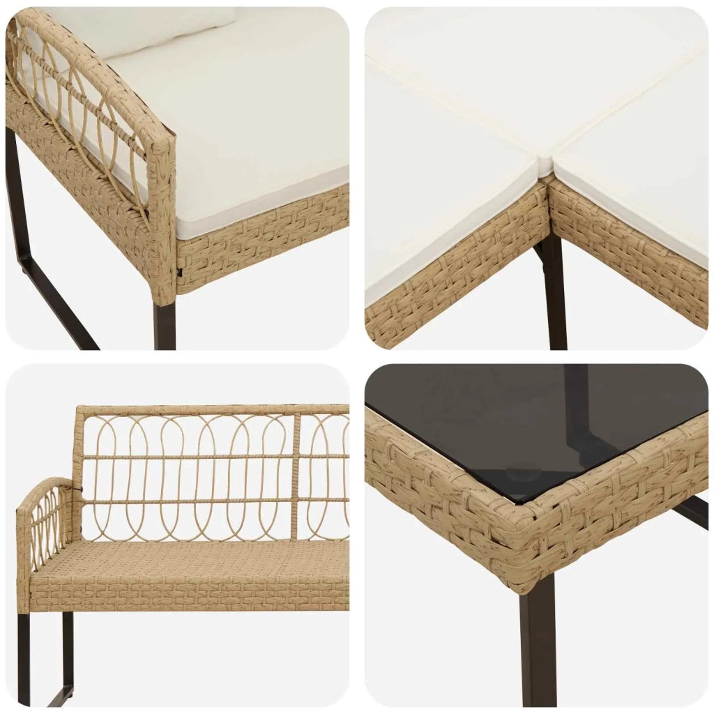 Set Divano da Giardino 2 pcs Naturale Rattan sintetico Acciaio 42026821