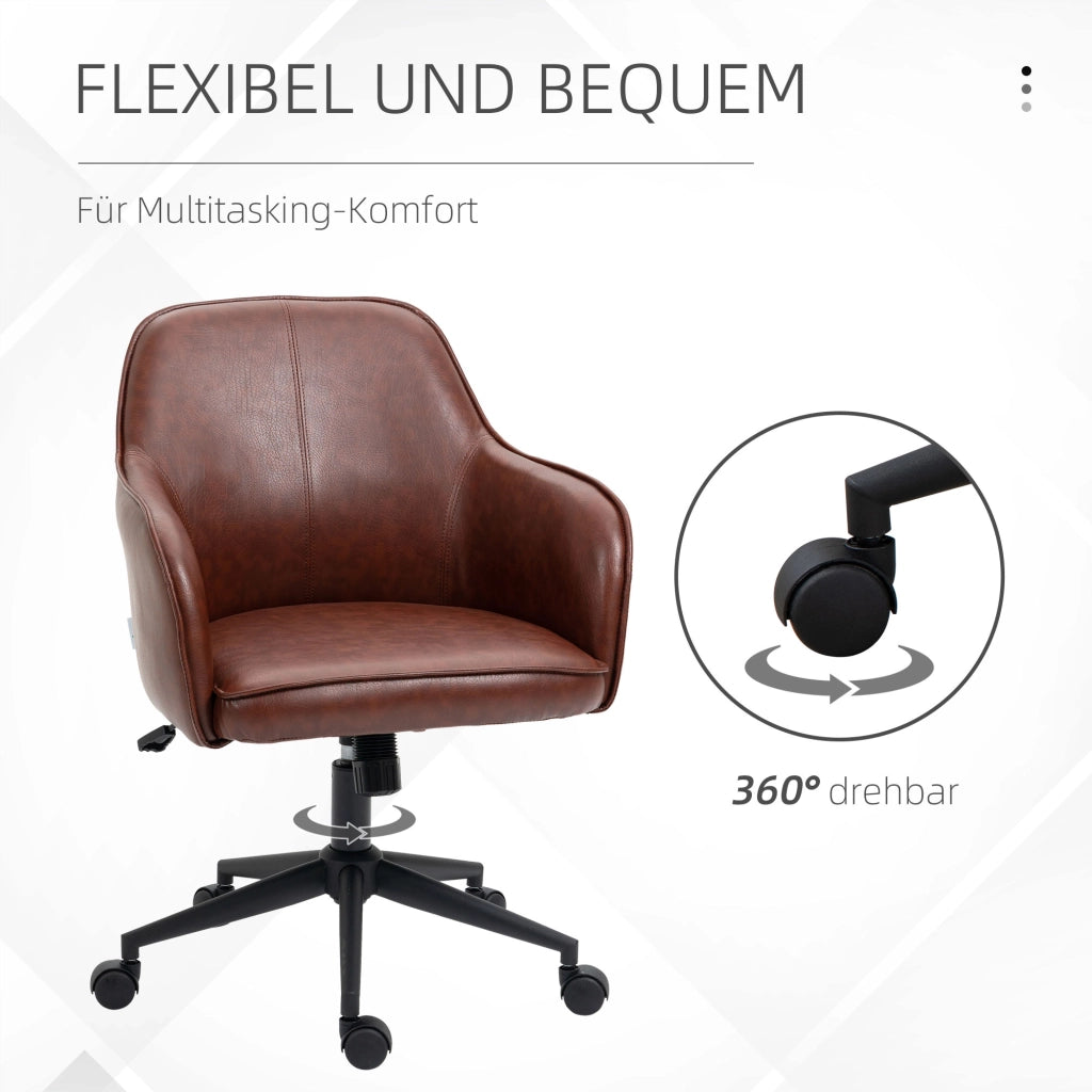 Sedia da Ufficio Girevole Regolabile in Altezza ¨C Xylo ¨C Marrone 58,5x62x91 cm