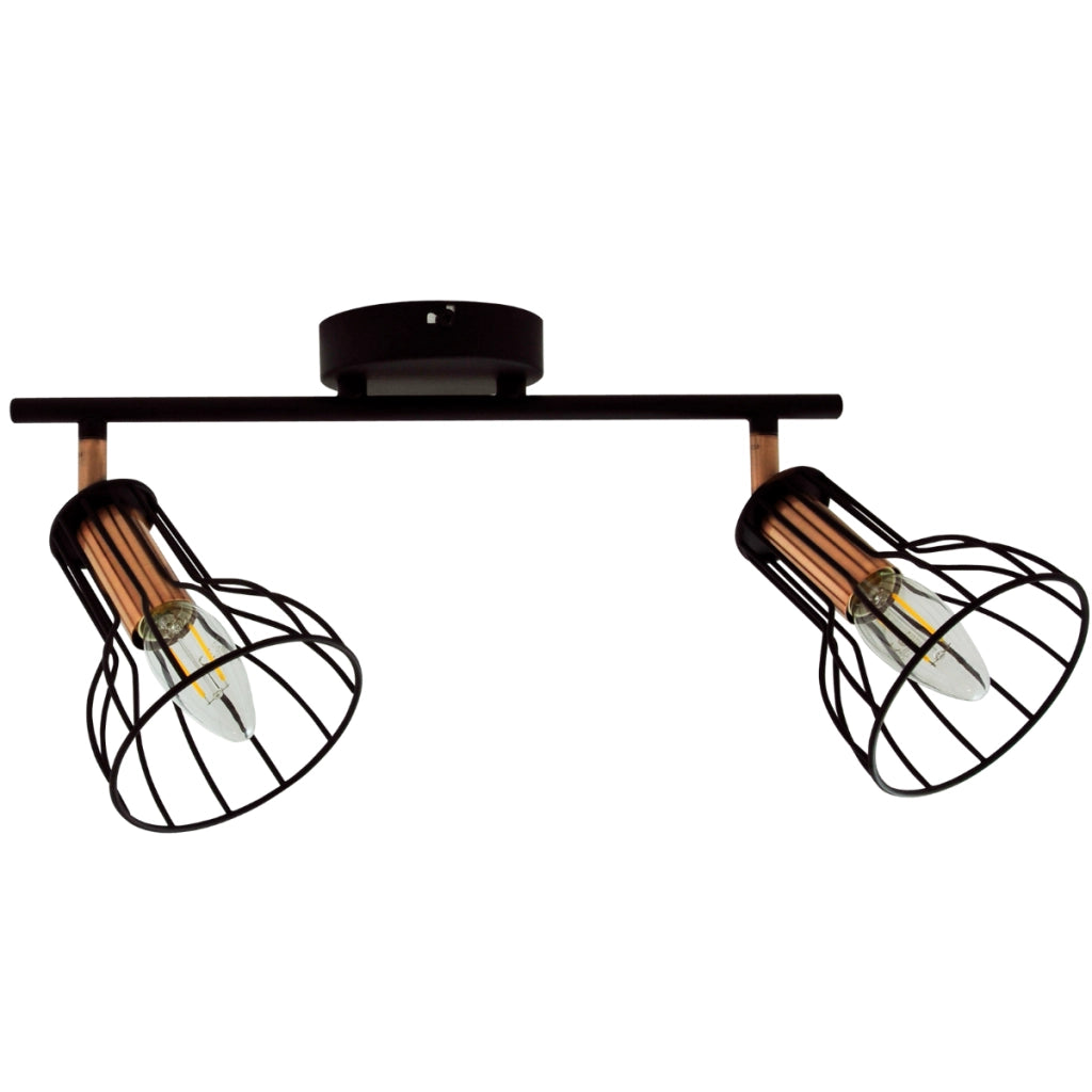 Lampada parete/soffitto orientabile 2 luci E14 nero rame