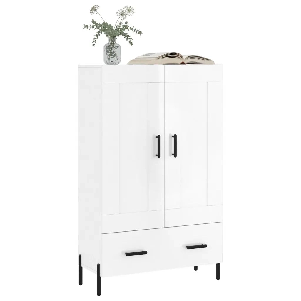 Credenza-Buffet-Armadio da cucina Bianco Lucido 69,5x31x115 cm in Legno Multistrato 261089