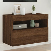 Mobile TV a Parete con Luci LED Rovere Marrone 60x30x40 cm 837195