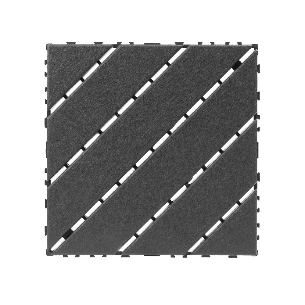 Piastrelle da Giardino ad Incastro Esterno Balcone, 44 Pezzi ¨C MINIMAL ¨C Plastica Antracite 30x30 cm