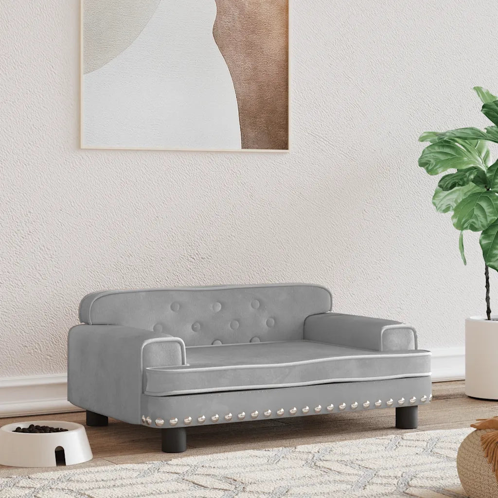 Lettino per Cani Grigio Chiaro 70x45x30 cm in Velluto 171883
