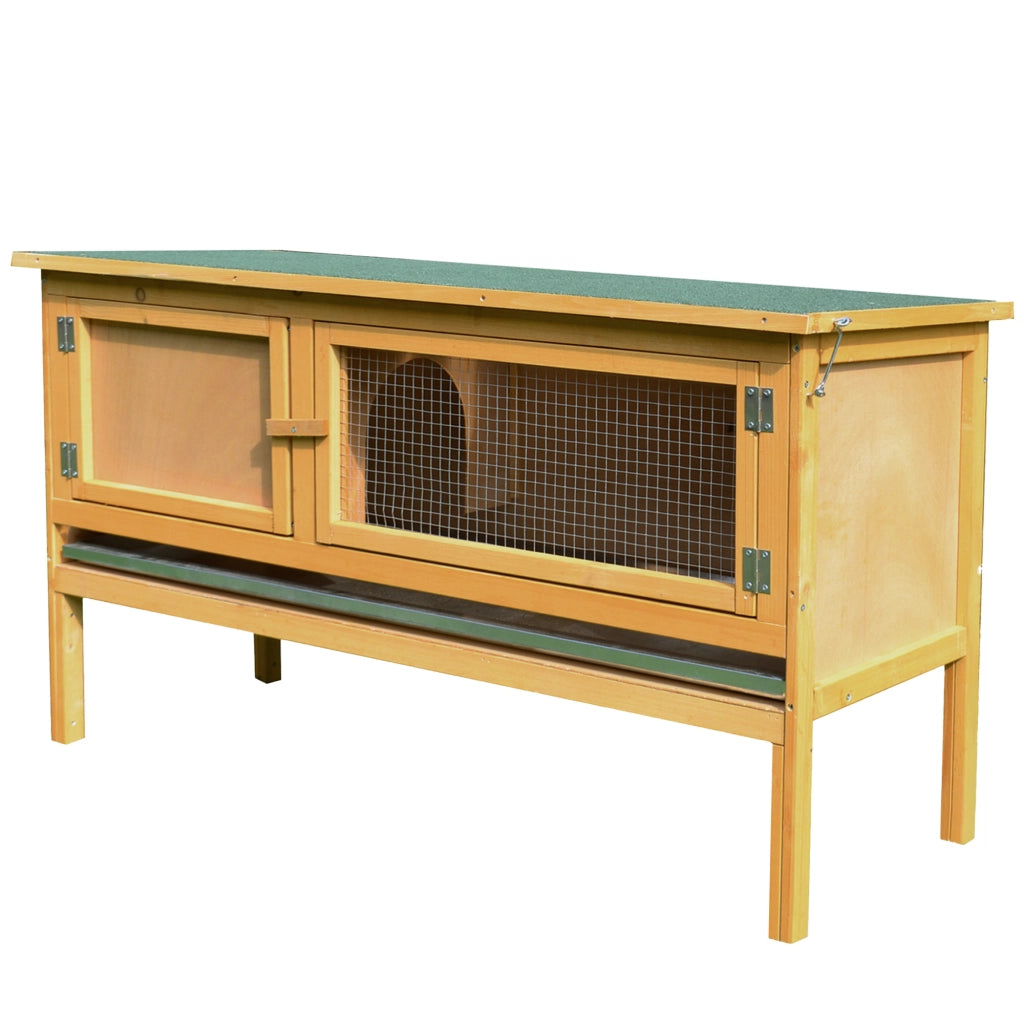 Gabbia per Conigli ¨C Minimal ¨C Legno con Tetto Aprile, 115x44.3x65 cm, Giallo Chiaro
