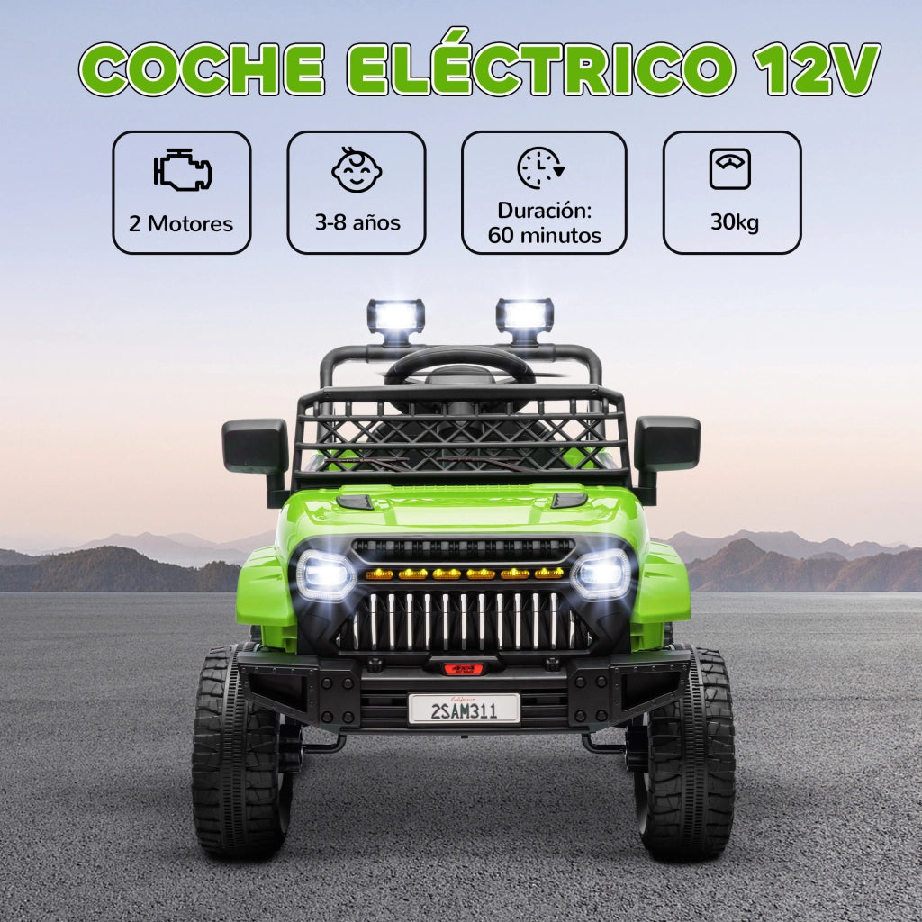 Automobile Elettrica per Bambini ¨C zephmum ¨C Verde, Telecomando, Batteria 12V