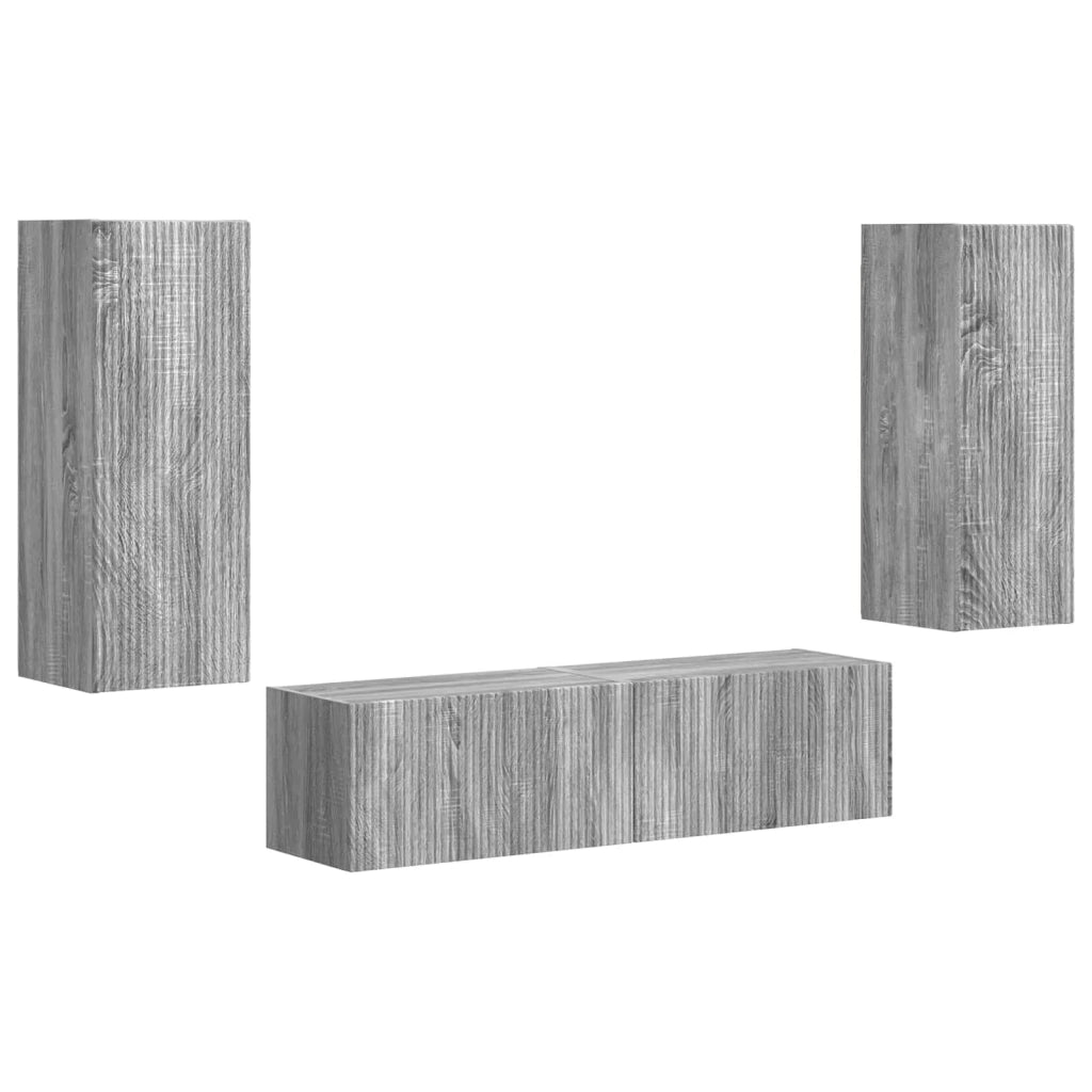 Set mobile TV 2 pz | Armadietto TV | Mobile Porta TV Grigio Sonoma Legno multistrato