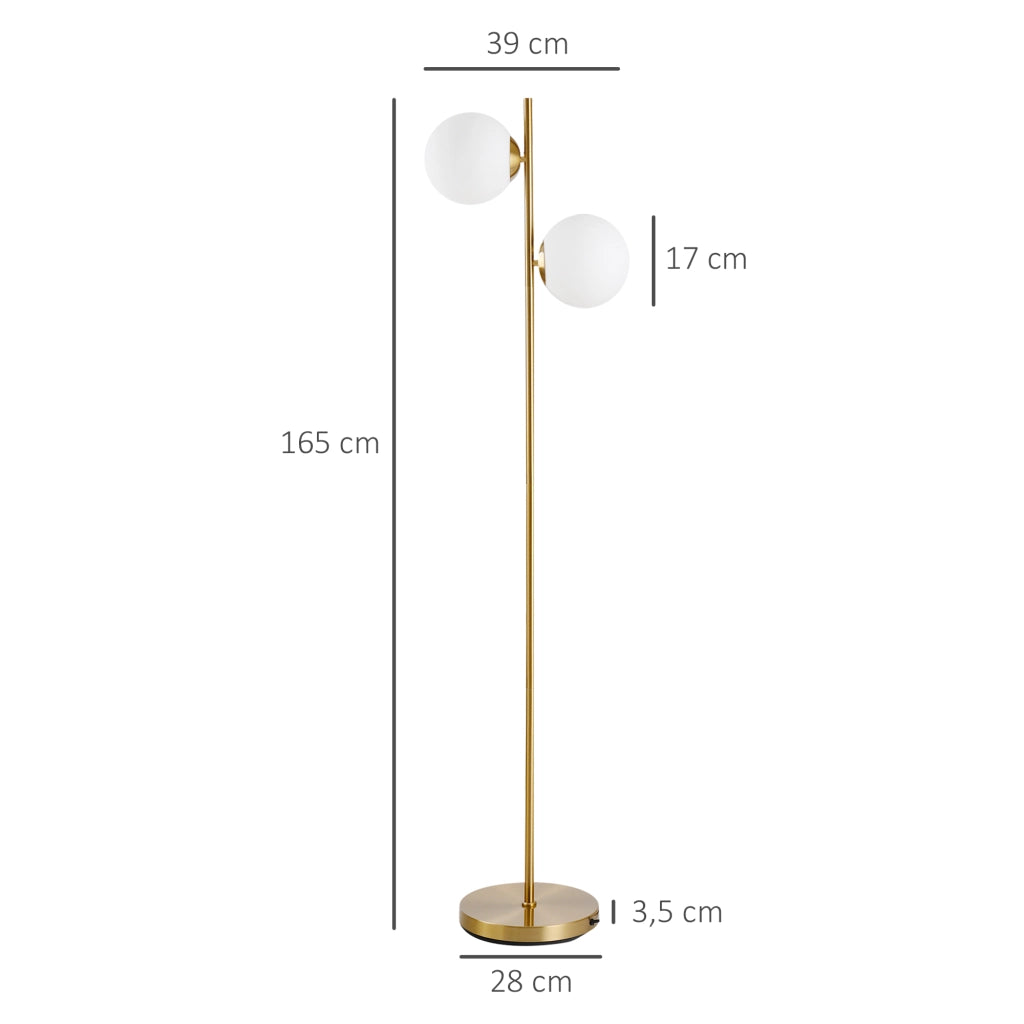 Lampada da terra design 2 sfere globo stile retr¨° ¨C Xylo ¨C metallo dorato max 40W