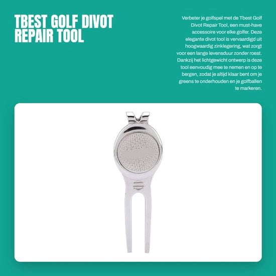Divot Tool - Zinklegering di Alta Qualità - Leggero - Antiscivolo - Marcatori Magnetici - Duraturo - Dimensioni 65 x 28,5 x 9 mm - Accessorio da Golf