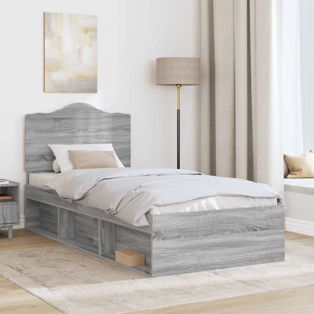 Struttura del letto-Giroletto Grigio Sonoma 100 x 200 cm Pino massello 838719