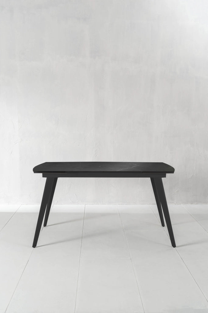 Tavolo Allungabile Nicolas con Piano in Sintered Stone Effetto Marmo Nero e Struttura in Metallo Antracite 140/200x90 cm - Nicolas