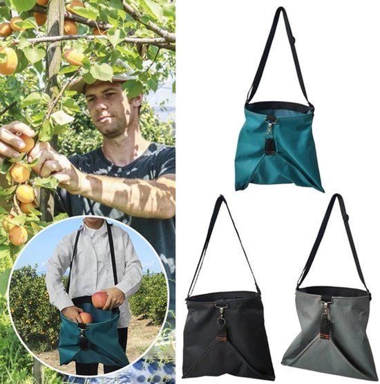 Borse per la raccolta frutta e verdura, borse per la raccolta mele e frutta a bacca, grembiuli e grande aiuto in giardino - nero