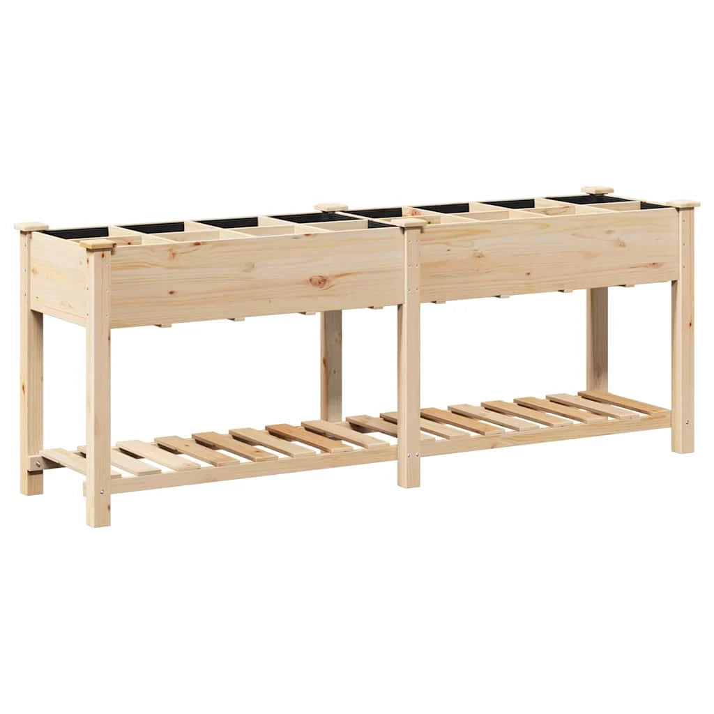 Fioriera da giardino con ripiano 203,5 x 53 x 76,5 cm design minimalista e resistente in legno di abete beige 02_0058854