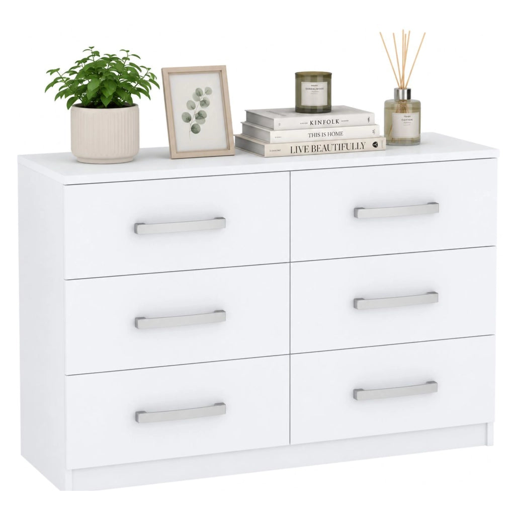 Laganaro, Cassettiera 6 Cassetti, 112x43x79h cm Bianco