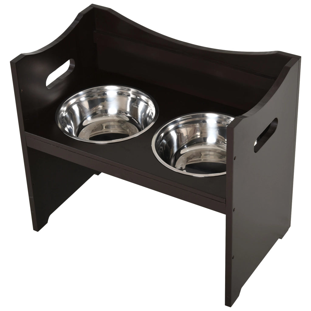 MANGIATOIA regolabile per cani e gatti 54x31,5x47 cm MDF marrone caffè