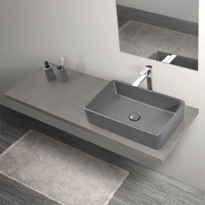 Mensolone bagno 140 cm grigio cemento per lavabo da appoggio Master