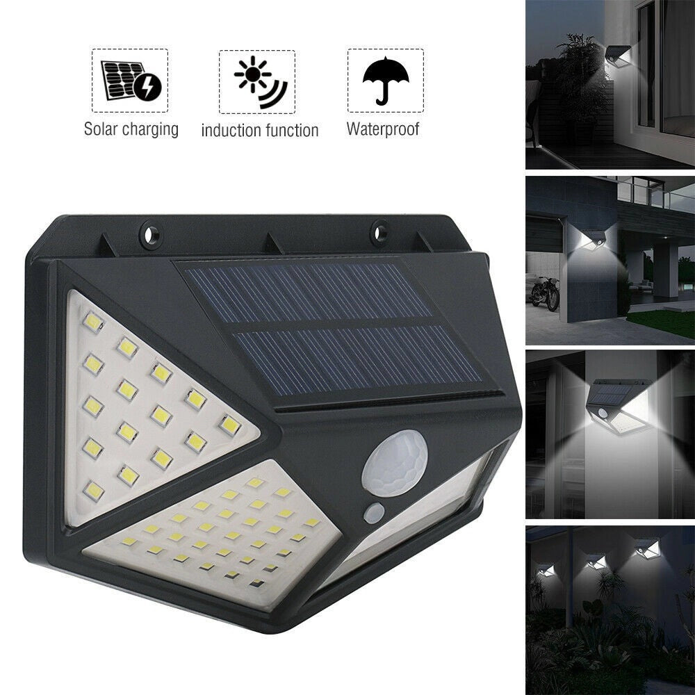 Trade Shop - Lampada Luce Faretto Faro Esterno Energia Solare 100 Led Sensore Movimento -