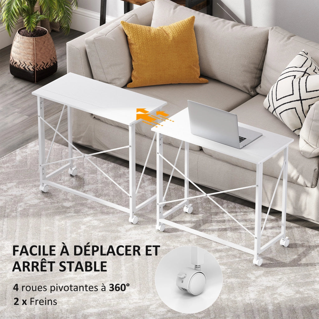 Scrivania pieghevole con ruote ¨C Xylo ¨C bianco 80x40 cm