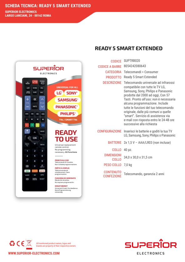 Superior Telecomando Universale Per Smart Tv Ready To Use