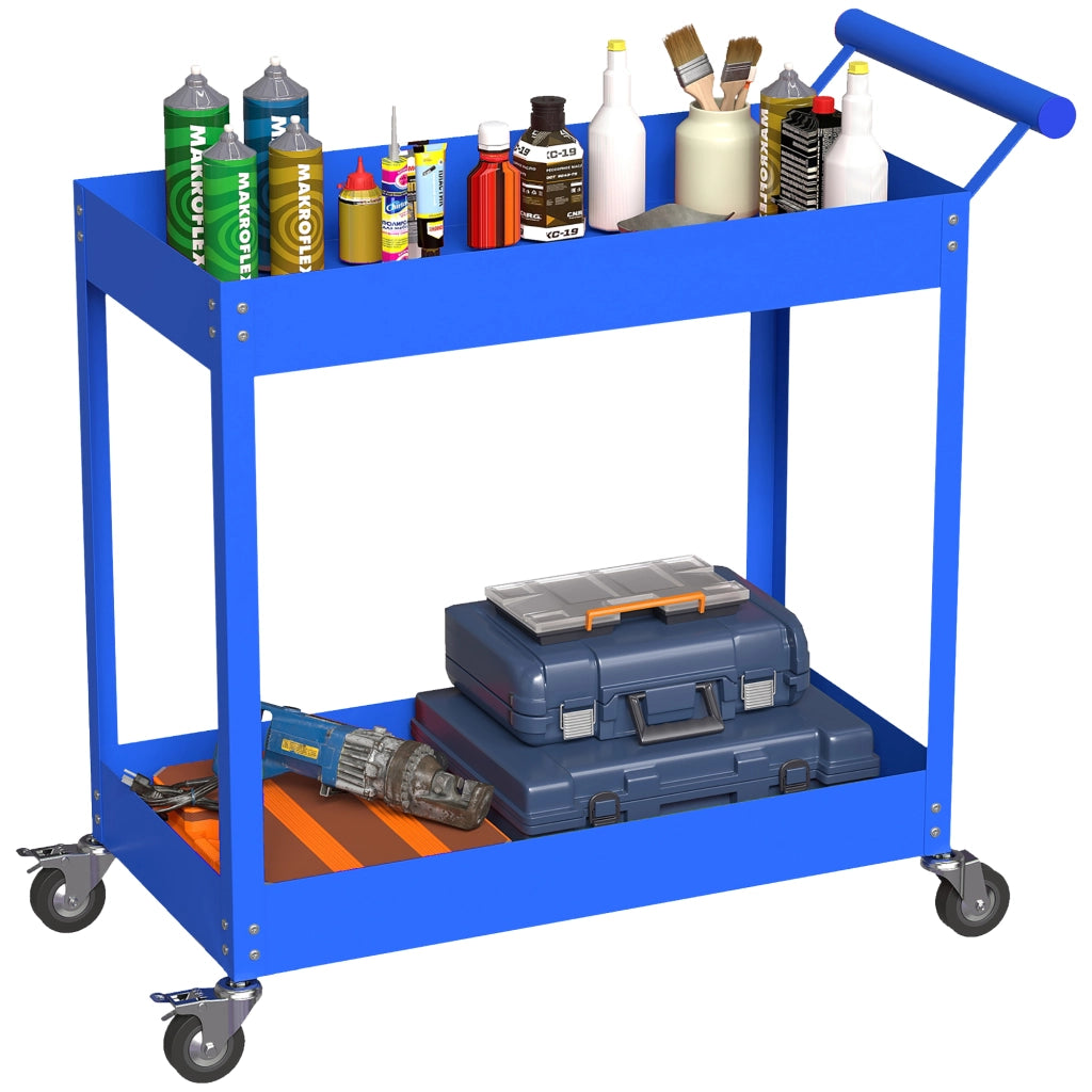 Carrello Porta Attrezzi 2 Ripiani ¨C Xylo ¨C Blu, 84,5x38x84cm