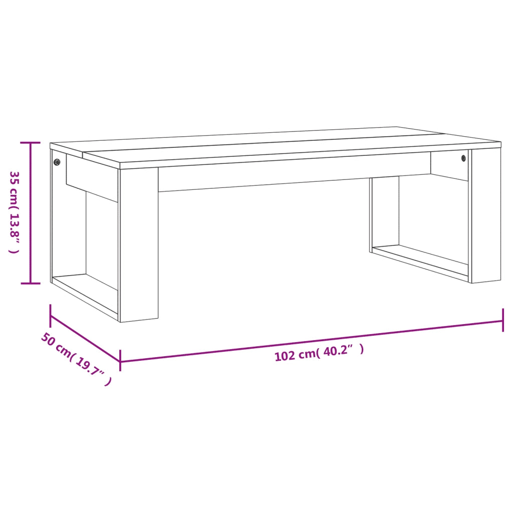 Tavolino da Salotto Rovere Sonoma 102x50x35cm Legno Multistrato 823361