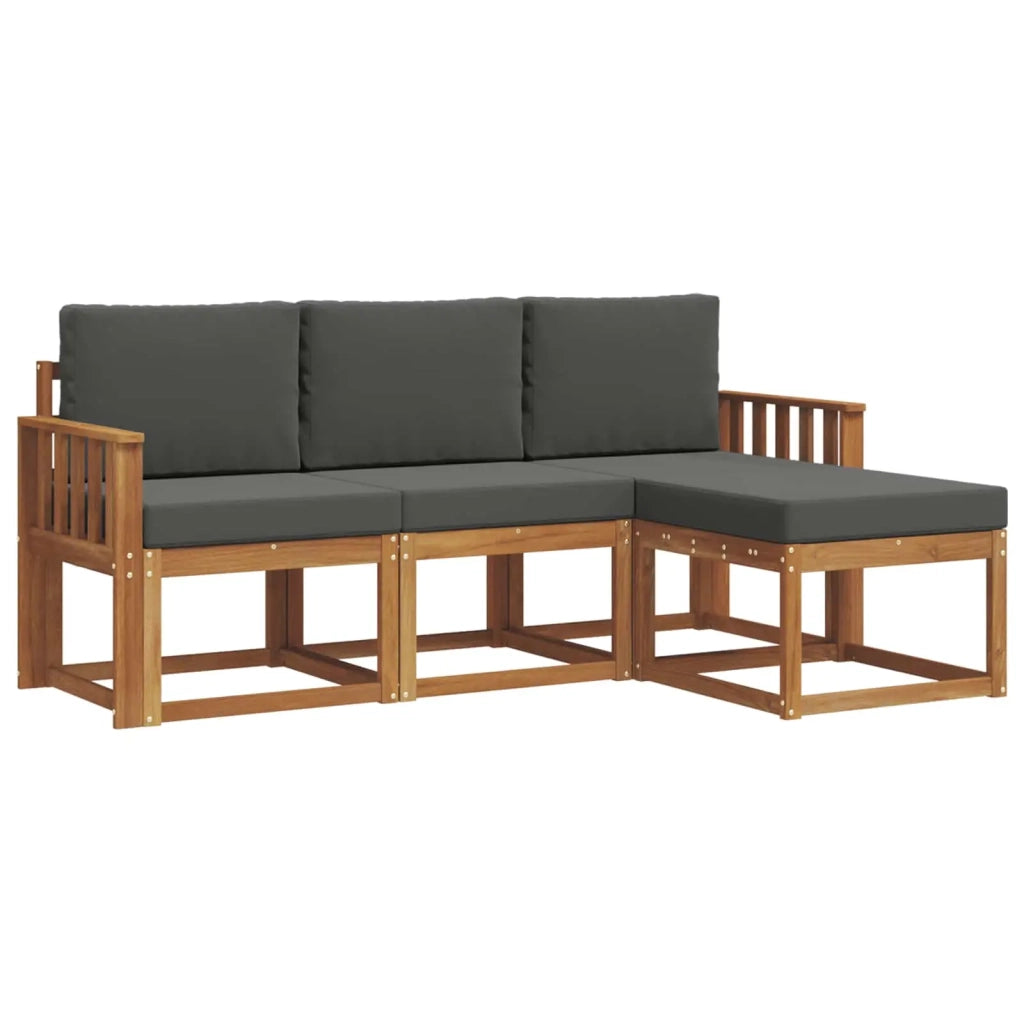 Set di divani da esterno con cuscino 4 pcs Naturale e Antracite 3366215