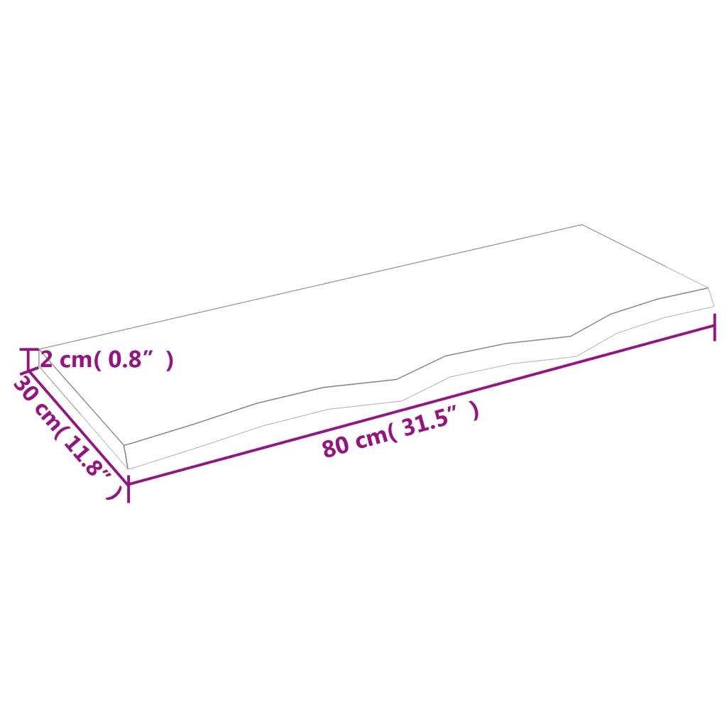 Ripiano a Parete 80x30x2 cm Legno Massello Rovere Non Trattato 363542