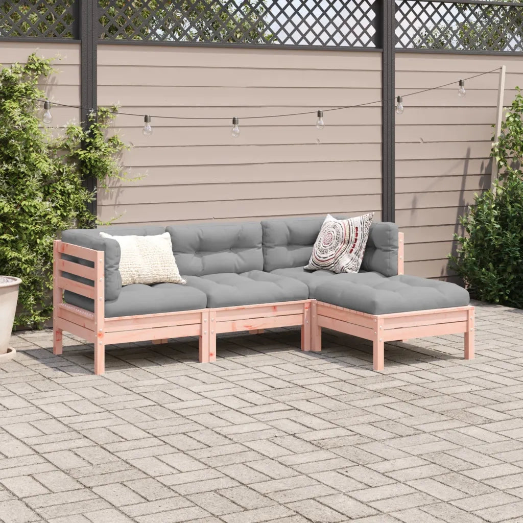 Set Divani Giardino 4 pz Cuscini Legno Massello Abete Douglas 3299382