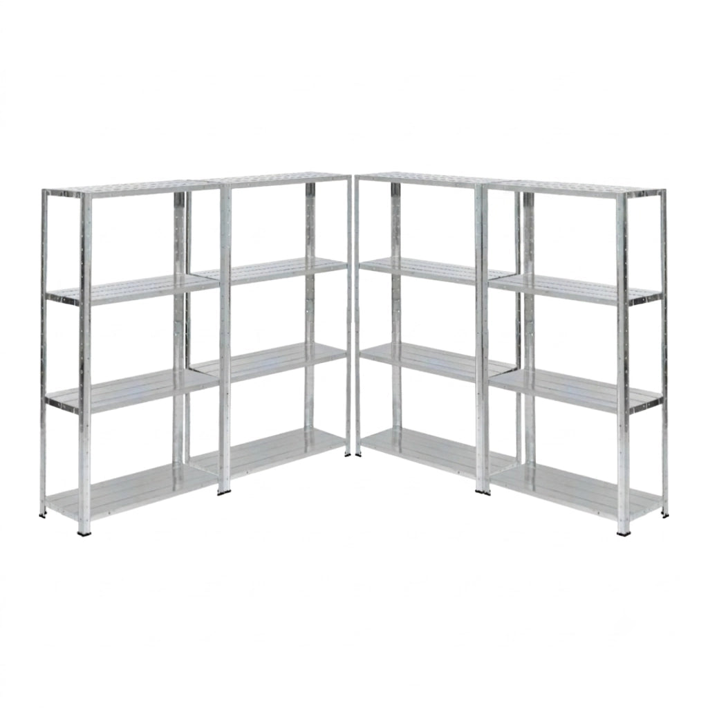 KIT 4 Scaffali in Metallo 4 Ripiani: 70X26X127cm - Portata totale 120kg (30KG a Ripiano)