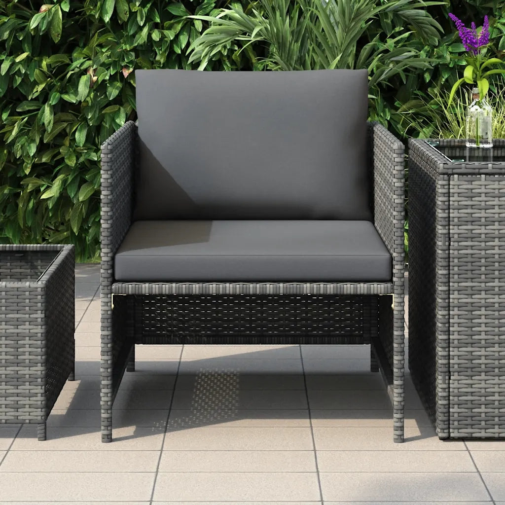 Divano da Giardino con Cuscini Grigio in Polyrattan 313496