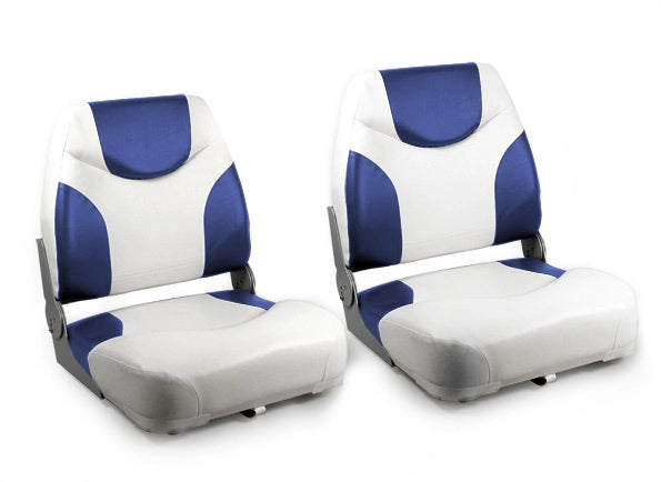 [pro.tec] 2x Sedile barca 'Exclusive - Line' (blu - bianco)  - di similpelle impermeabile / sedile timone / impermeabile / imbottito / sedile pescatore / persistente ad UV