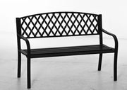 Panchina da Giardino 2 Posti ¨C Xylo ¨C Acciaio e Ghisa Nero 128x58.5x89cm