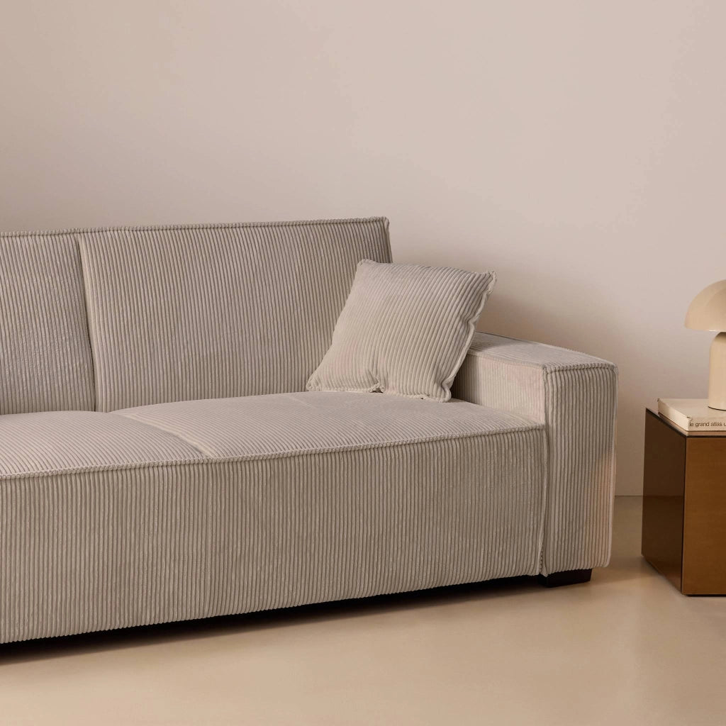 Divano letto in velluto a coste, 3 posti, beige