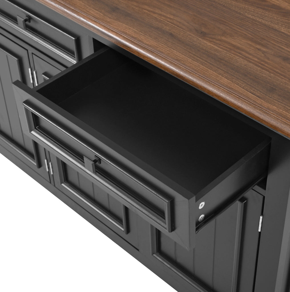 Sideboard moderno 160x35x76 cm in MDF nero con 3 cassetti e 4 ante