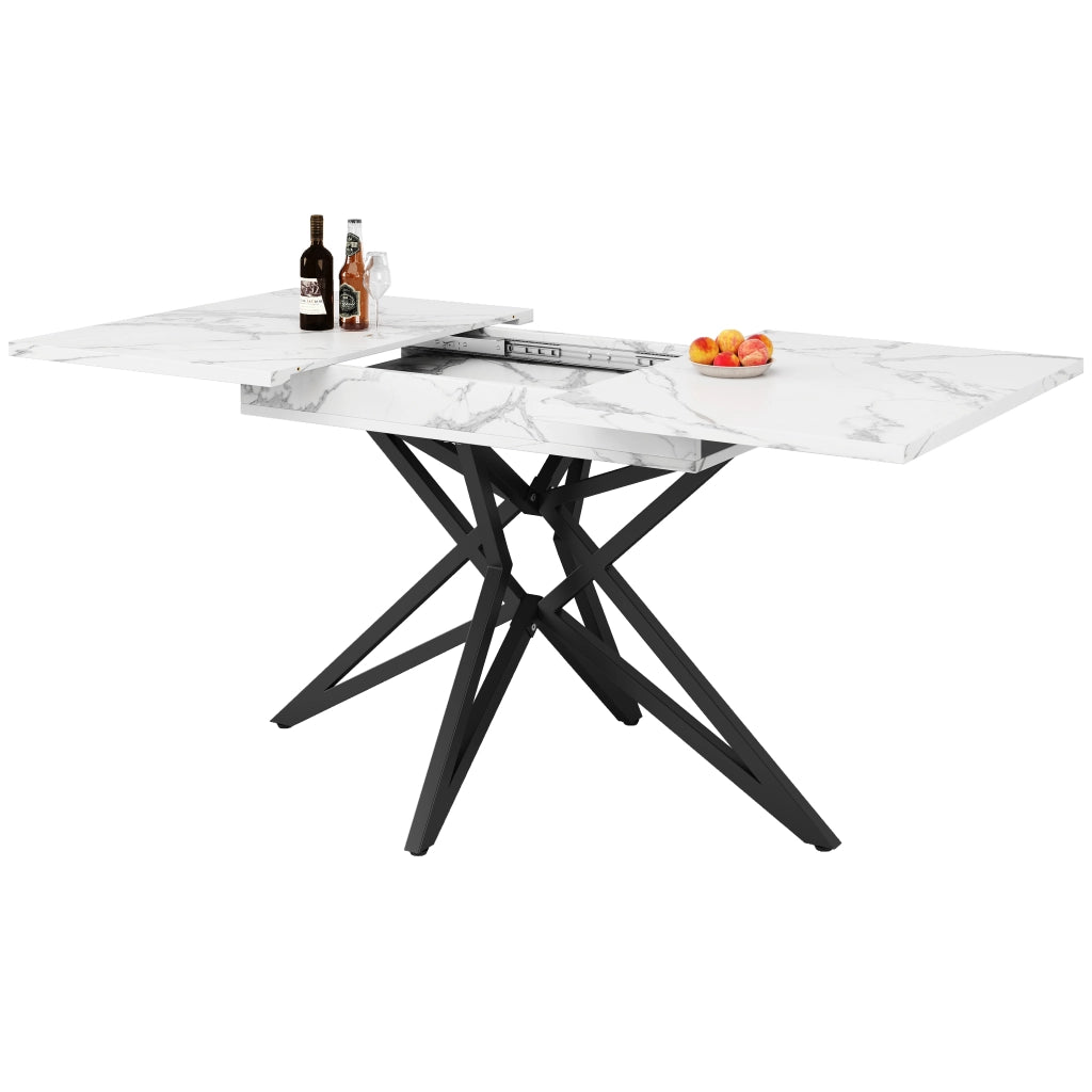 Tavolo da Pranzo Allungabile con 4 Sedie ¨C MINIMAL ¨C Piano Nero, Velluto Grigio Scuro, 120/160x68 cm